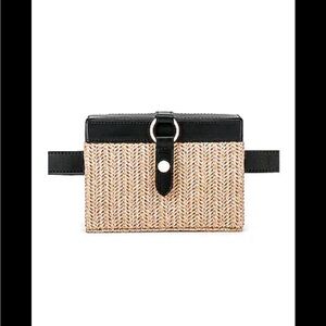 LPA Amelie Riñonera Belt Bag – Black & Natural Raffia | Revolve | Sold Out